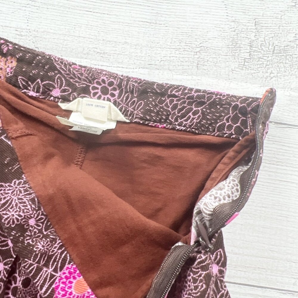 Lands’ End Girls Skort Brown Floral Print Side Zipper Corduroy Skirt 5 - Picture 3 of 5